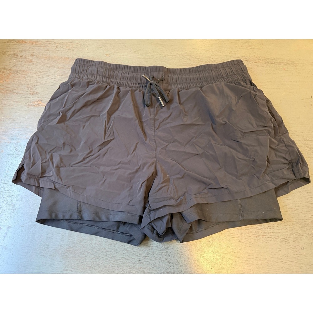 Spyder Active Womens Black 2-in-1 Running Shorts Built-in Liner Large RN63619